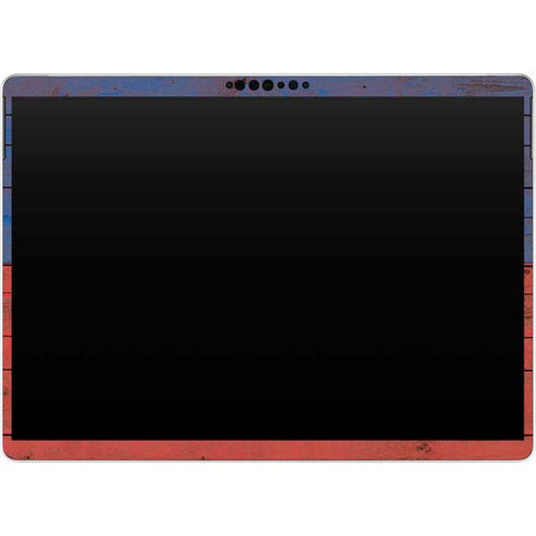 Haiti Flag Dark Wood Surface Pro 9 Skin